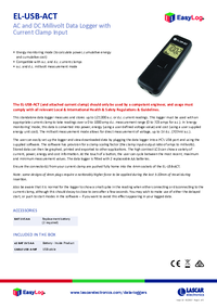 Thumbnail of document Data Sheet - EL-USB-ACT AC and DC Millivolt Data Logger